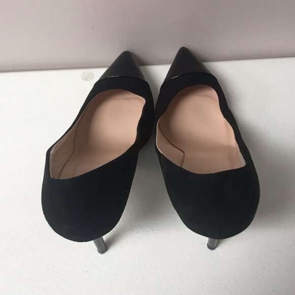 J Crew Suede W/Patent Toe Cap Elsie Heel Black - Picture 6 of 7